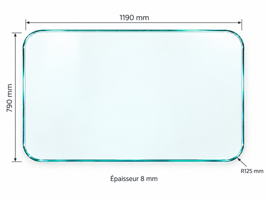 Plateau en verre trempé – 1190 × 790 mm – 8 mm