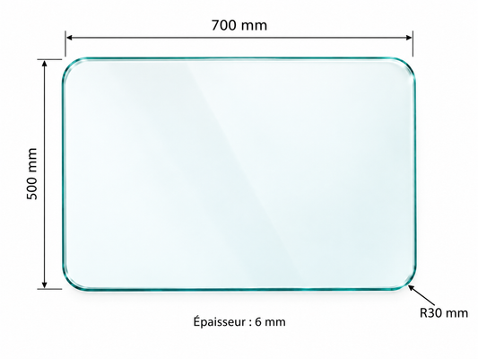 Plateau en verre trempé – 700 × 500 mm – 6 mm