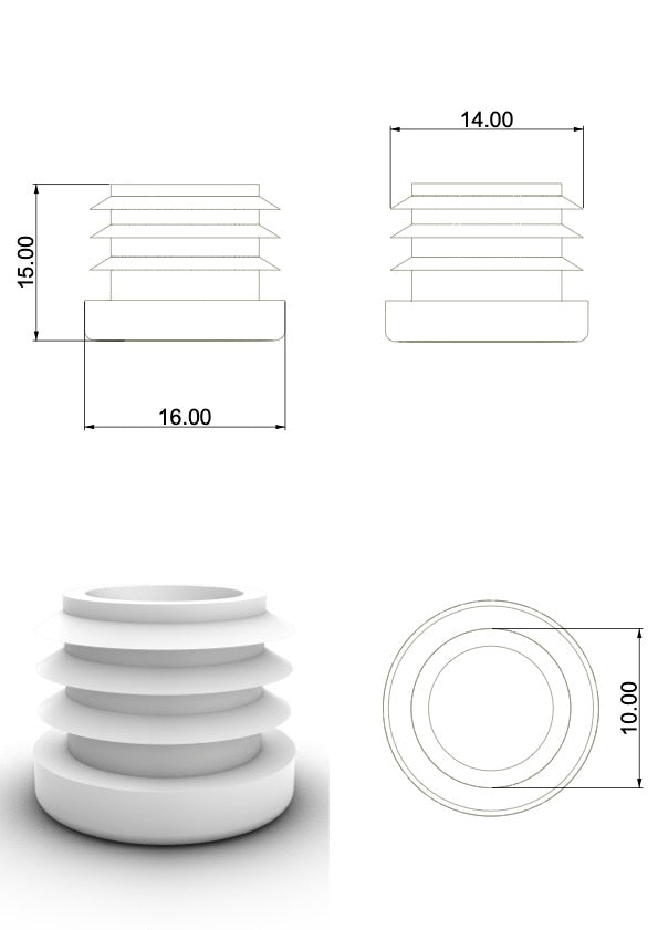 Embout à ailette de protection pour tube D16mm BLANC