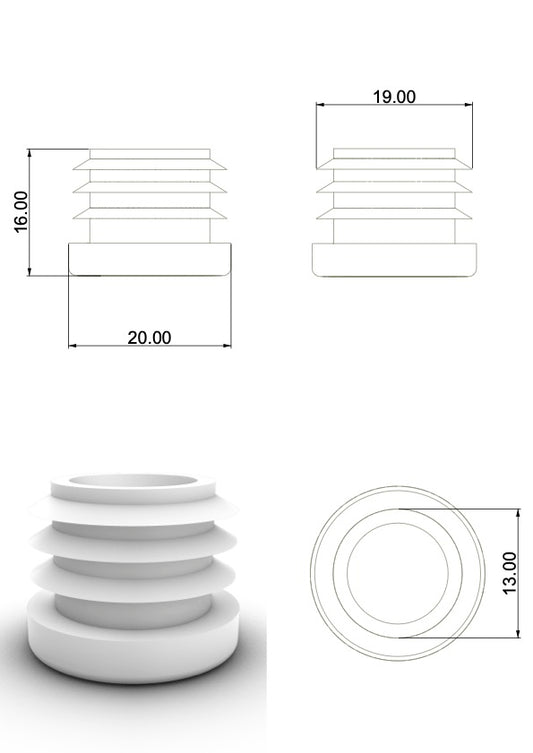 Embout à ailette de protection pour tube D20mm BLANC