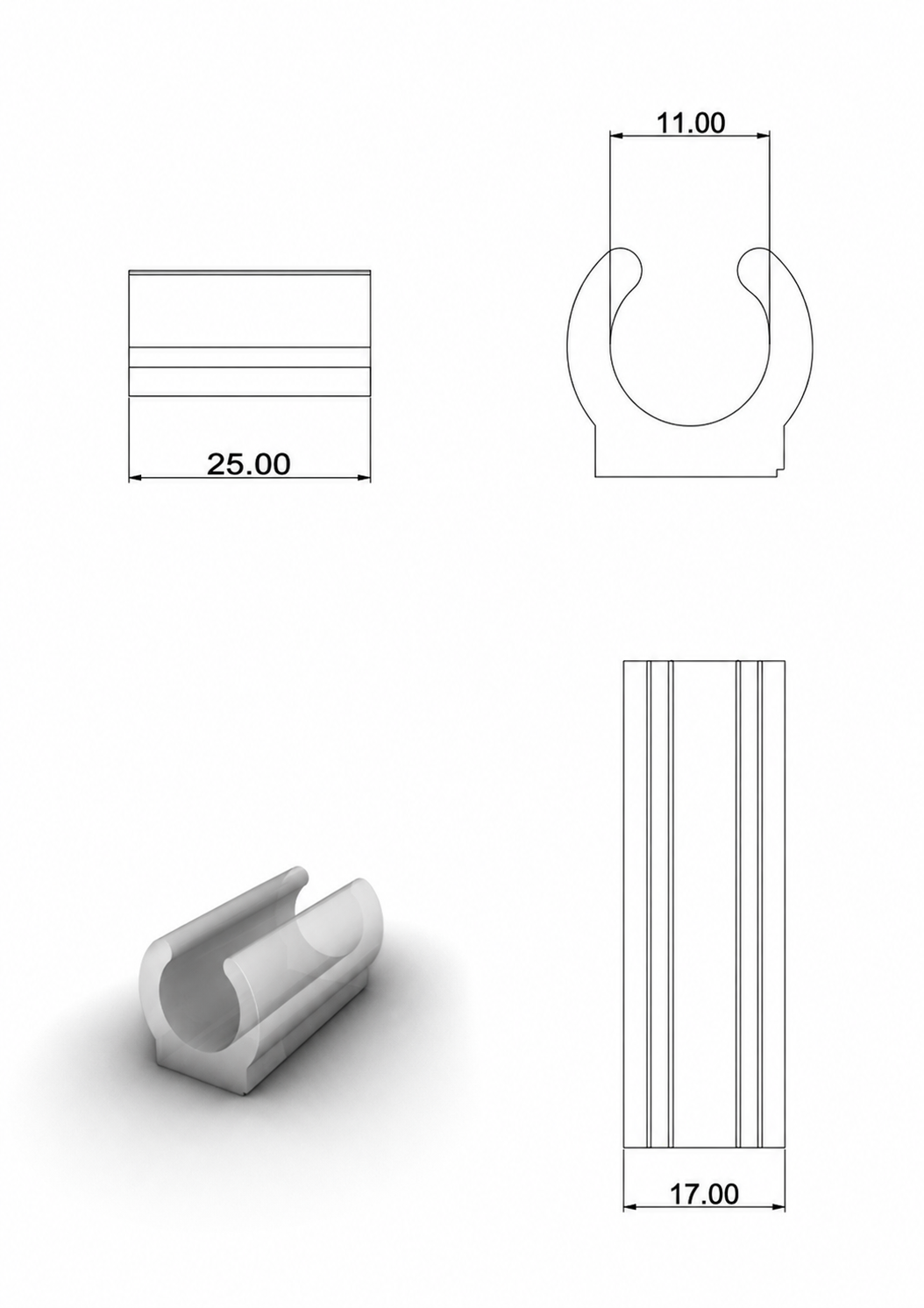 Patin de protection à clipser pour tube D12mm - TRANSPARENT